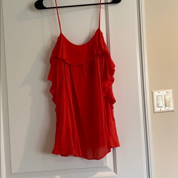 Free People Orange Red Ruffled Tank - Picture 5 of 6